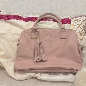 Thea Triple Zip Leather satchel Bag Porcelain Pink
